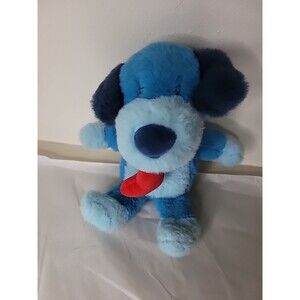 Giggle Scape Gigglescape Blue Dog holding Red Heart 10"  Retired Plush Animal